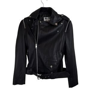 NWT Walter Baker Josiane Leather Asymmetrical Zip Moto Biker Jacket Black XS